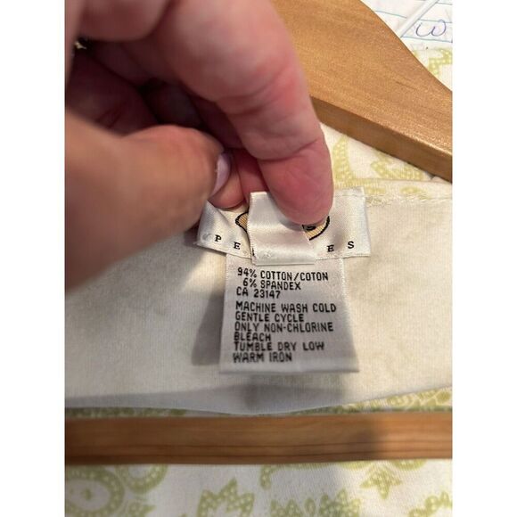 Talbots Shirt Womens Medium Petite White Green Paisley Print 3/4 Sleeve - Picture 5 of 5